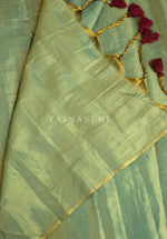 Load image into Gallery viewer, Tissue Saree x Colour Tassels : Light Green

