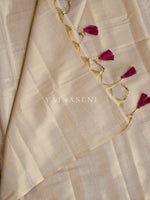 Load image into Gallery viewer, Tissue Saree x Colour Tassels : Ivory
