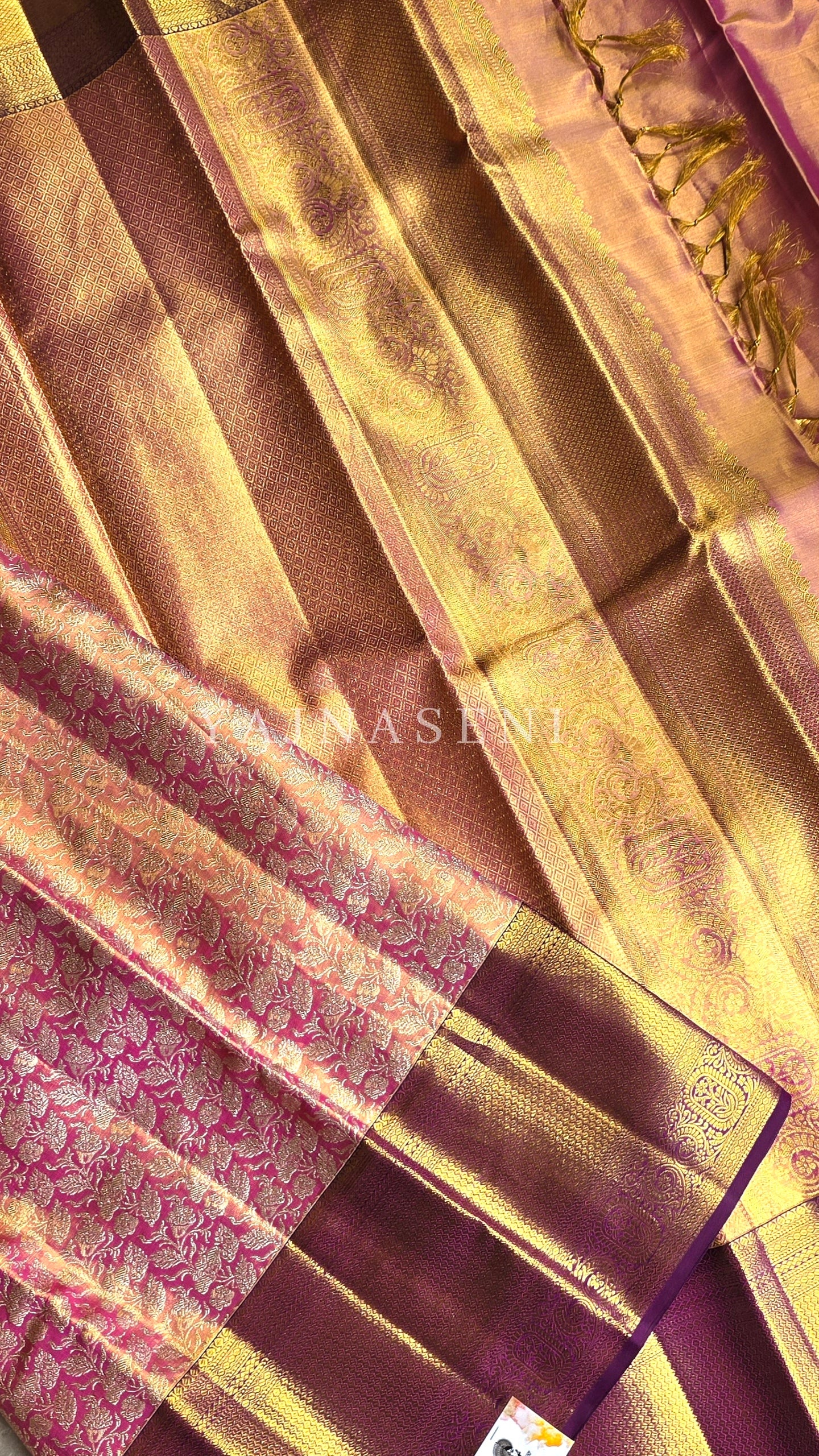 AURORA ROSE - Pure Kanjivaram Silk Saree with Gold Zari