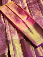 Load image into Gallery viewer, AURORA ROSE - Pure Kanjivaram Silk Saree with Gold Zari
