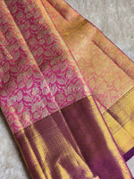 Load image into Gallery viewer, AURORA ROSE - Pure Kanjivaram Silk Saree with Gold Zari
