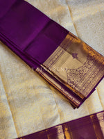 Load image into Gallery viewer, MOON MERLOT - Pure Kanjivaram Silk Saree with Gold Zari
