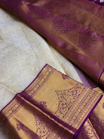 Load image into Gallery viewer, MOON MERLOT - Pure Kanjivaram Silk Saree with Gold Zari
