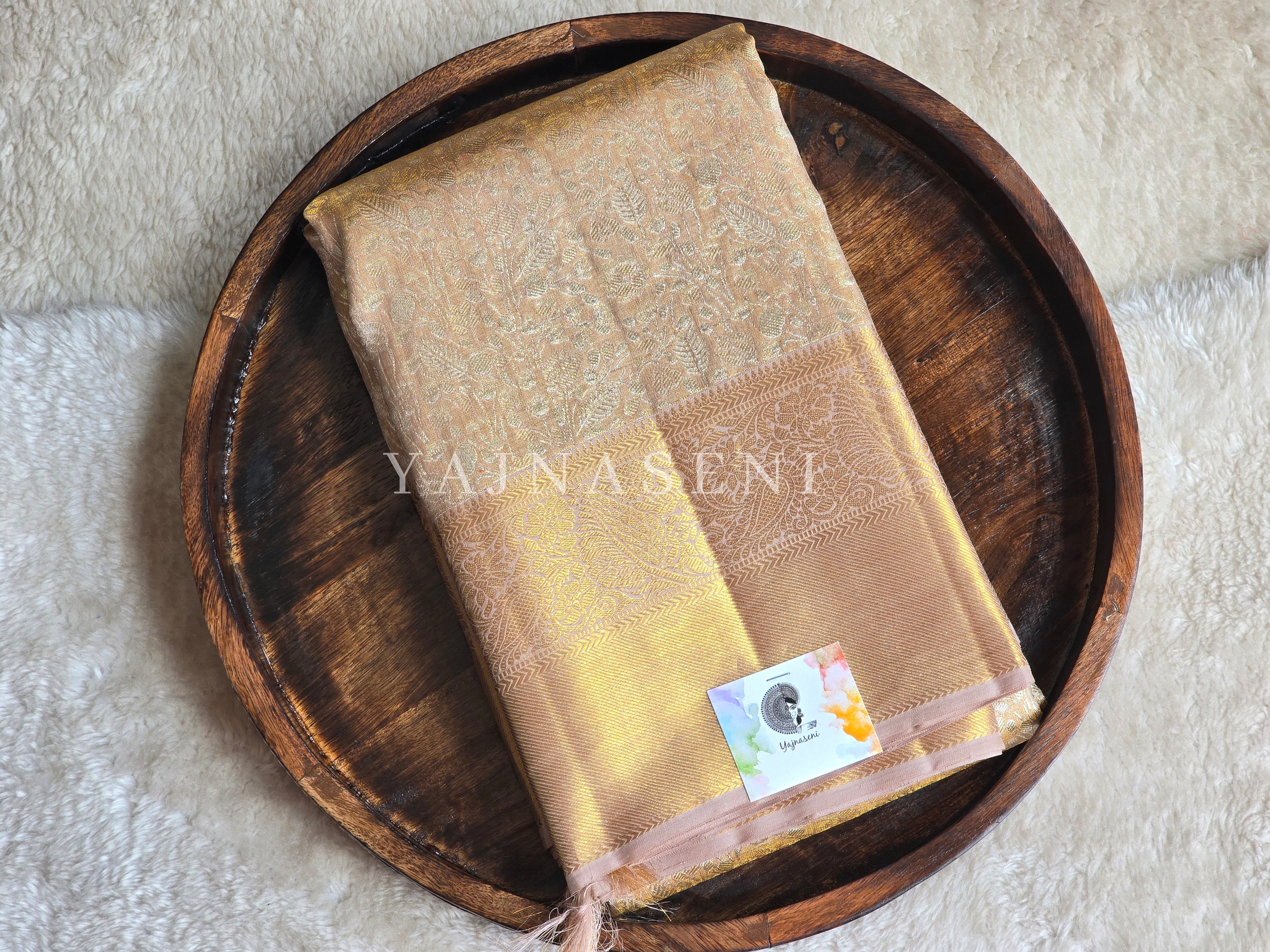 GILDED BLUSH DREAM - Pure Kanjivaram Silk Saree with Gold Zari