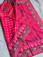 Load image into Gallery viewer, Printed Viscose Saree x Mirrors : Hot Pink
