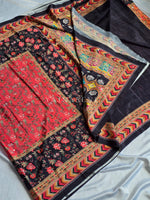 Load image into Gallery viewer, Printed Viscose Saree x Mirrors : Black x Multicolour
