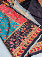 Load image into Gallery viewer, Printed Viscose Saree x Mirrors : Black x Multicolour
