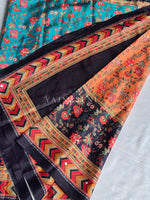 Load image into Gallery viewer, Printed Viscose Saree x Mirrors : Black x Multicolour

