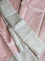 Load image into Gallery viewer, FROSTED BLOOM - Pure Kanjivaram Silk Saree with Light Gold Zari
