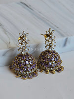 Load image into Gallery viewer, ISHIR jhumkas (Amethyst x Crystal)
