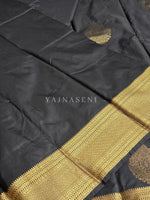 Load image into Gallery viewer, Semi Kanchi Silk x Gold Zari Saree - Black
