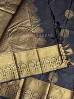 Load image into Gallery viewer, Monochrome Series : Semi Kanchi Silk Saree - Black
