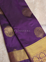 Load image into Gallery viewer, Monochrome Series : Semi Kanchi Silk Saree - Dark Purple
