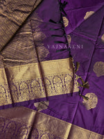 Load image into Gallery viewer, Monochrome Series : Semi Kanchi Silk Saree - Dark Purple

