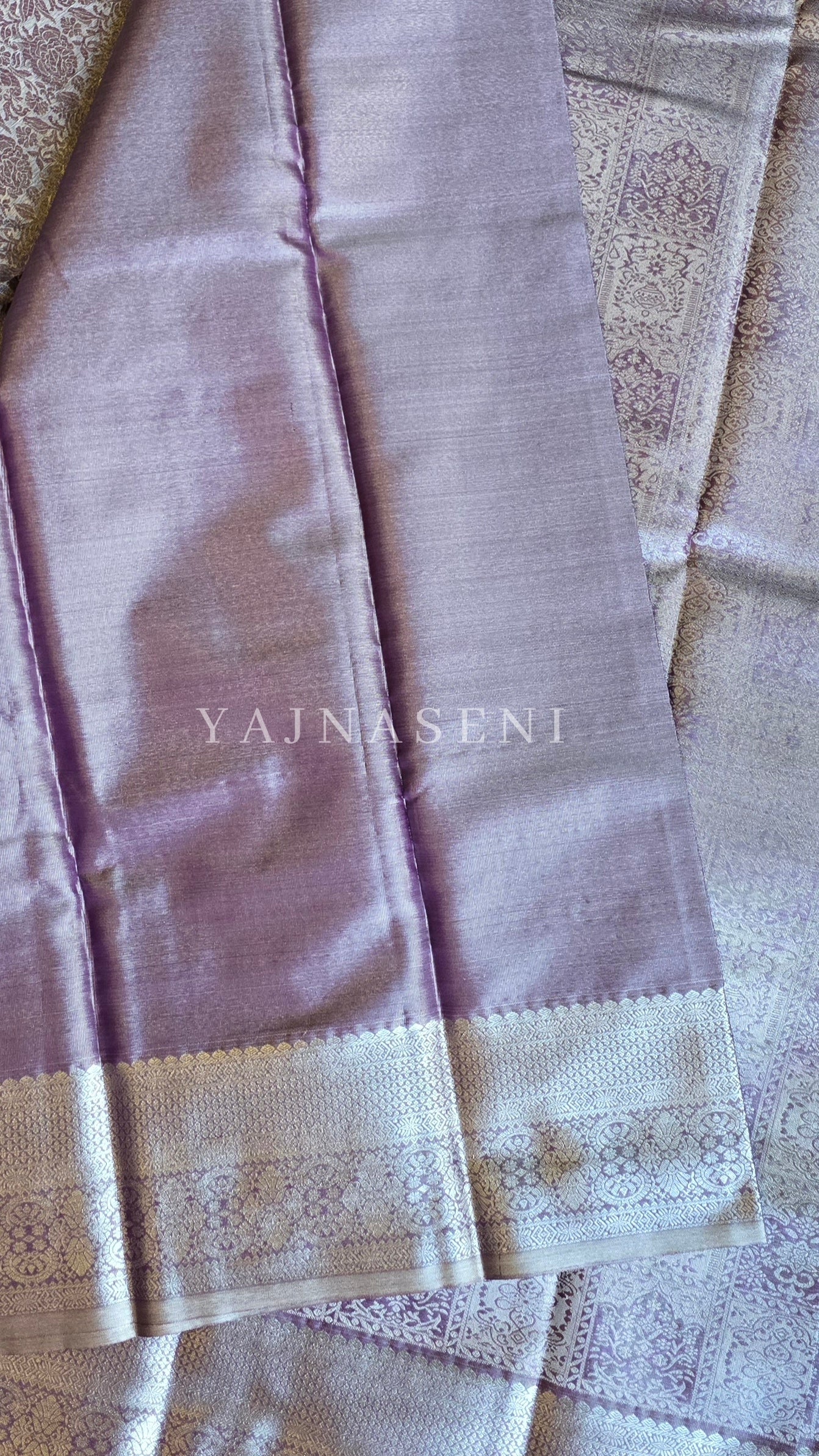 Semi Silk x Tissue Silver Zari Saree : Dusky Purple
