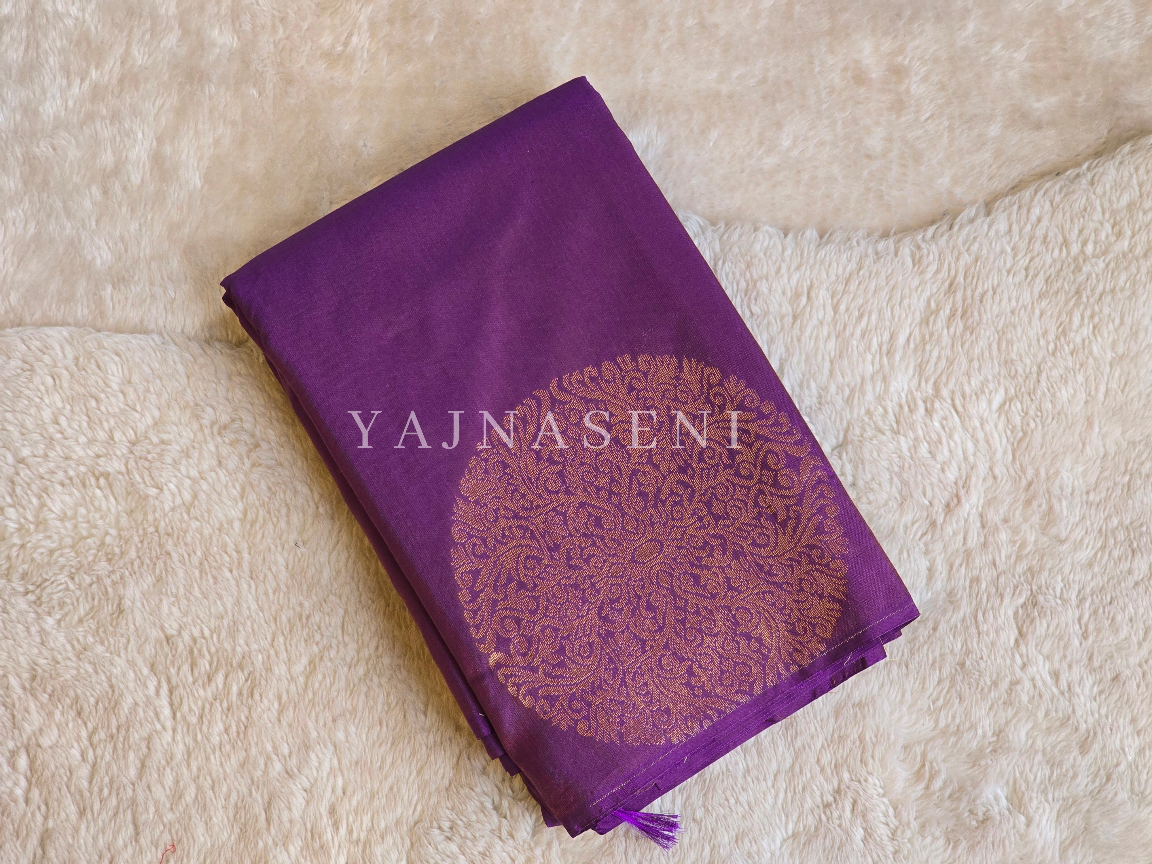 Soft Silk Borderless Mandala Saree - Purple