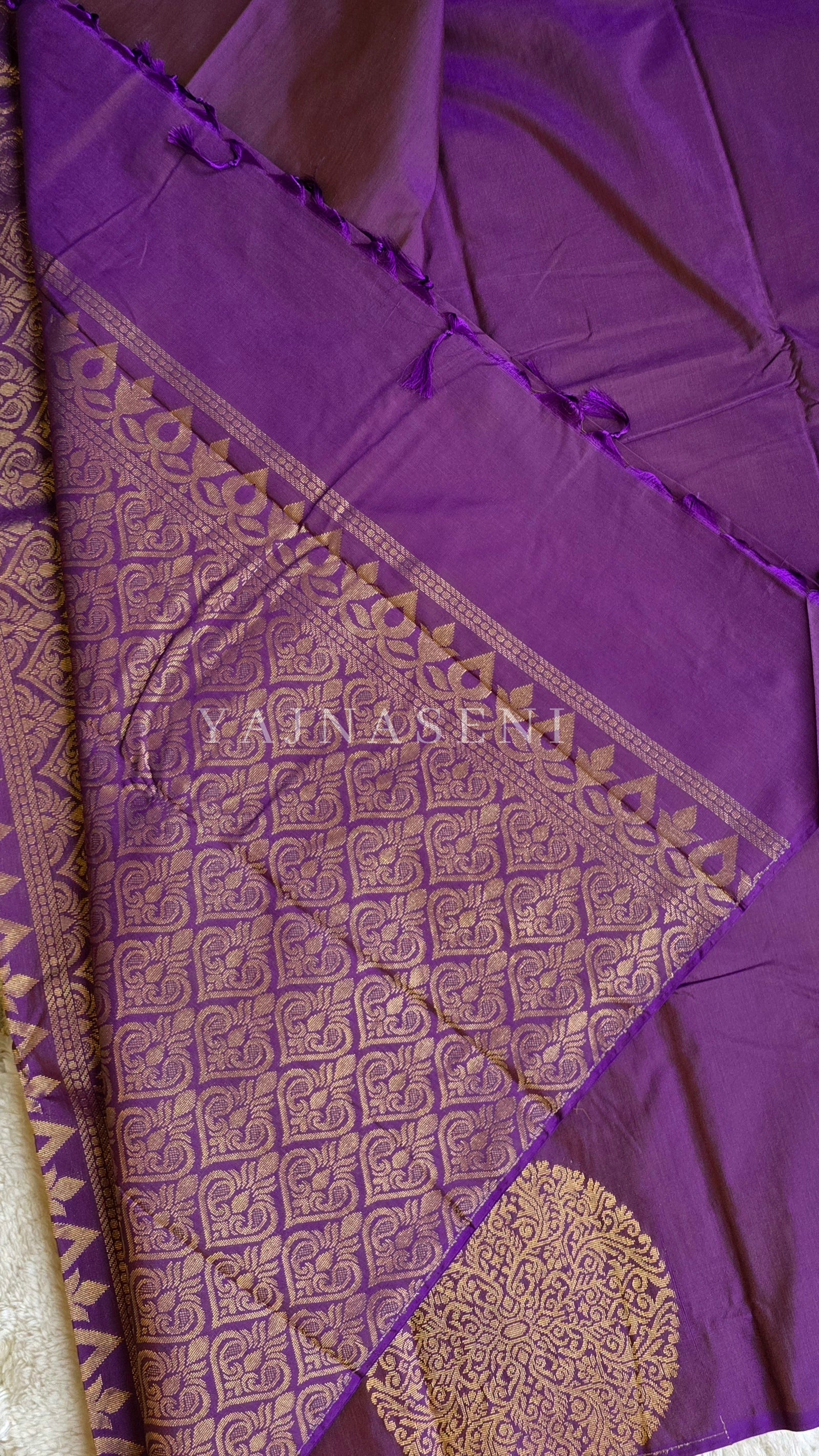 Soft Silk Borderless Mandala Saree - Purple