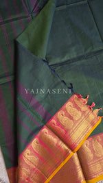 Load image into Gallery viewer, Chettinad Cotton Saree - Bottle Green x Maroon

