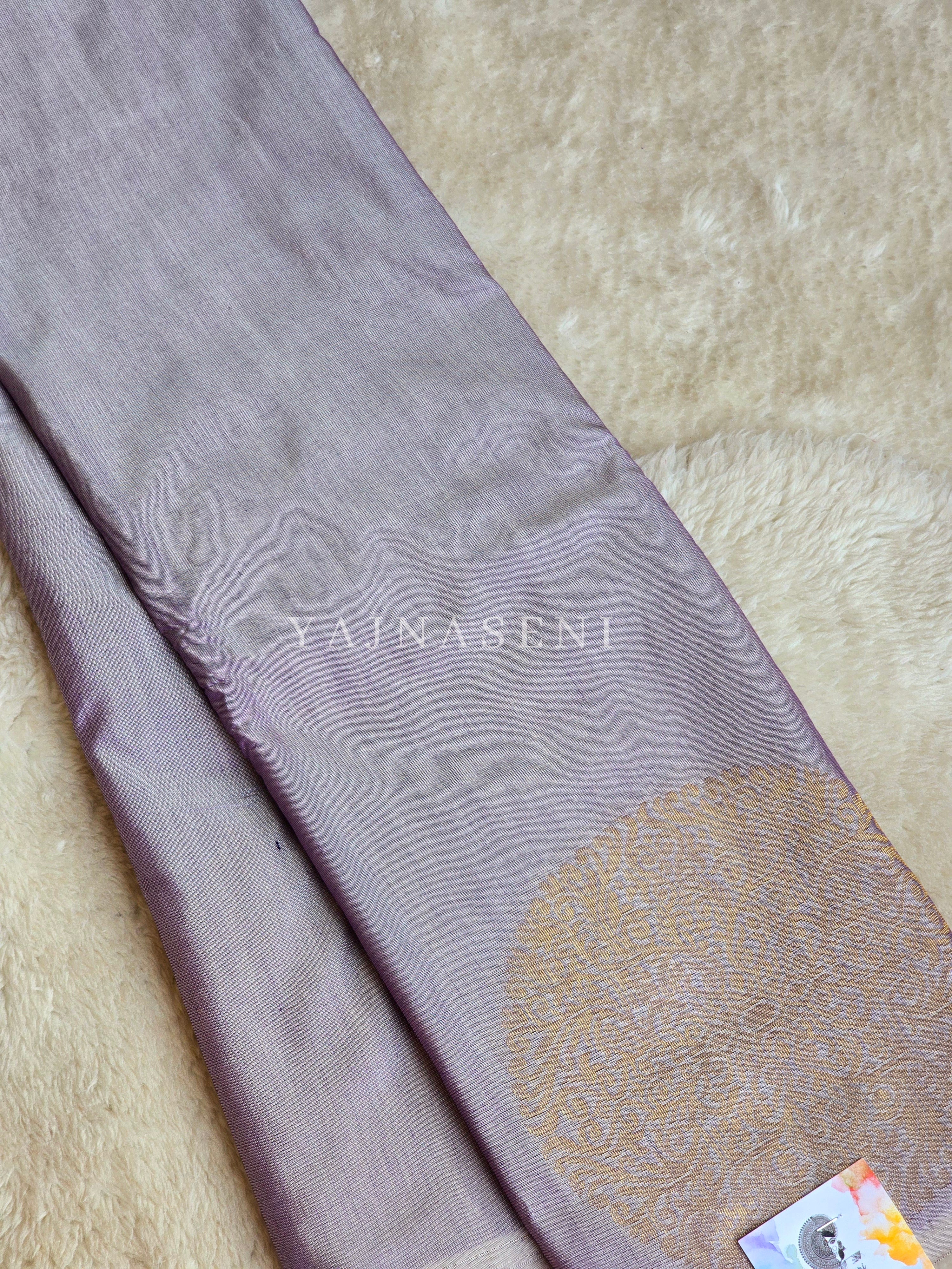Soft Silk Borderless Mandala Saree - Ash Purple