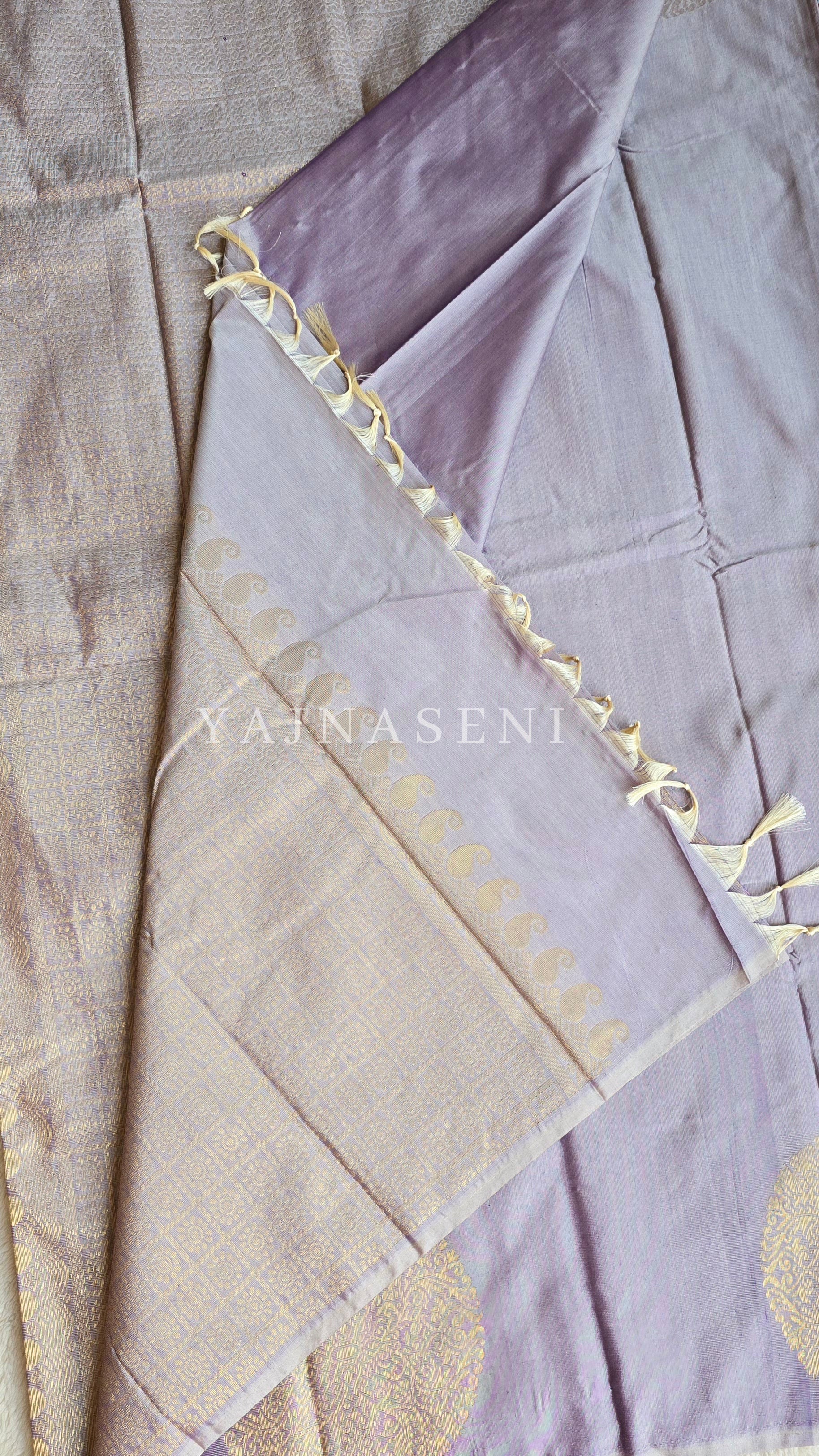 Soft Silk Borderless Mandala Saree - Ash Purple