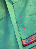Load image into Gallery viewer, Chettinad Cotton Saree x Thin Border - Seafoam Green x Blue
