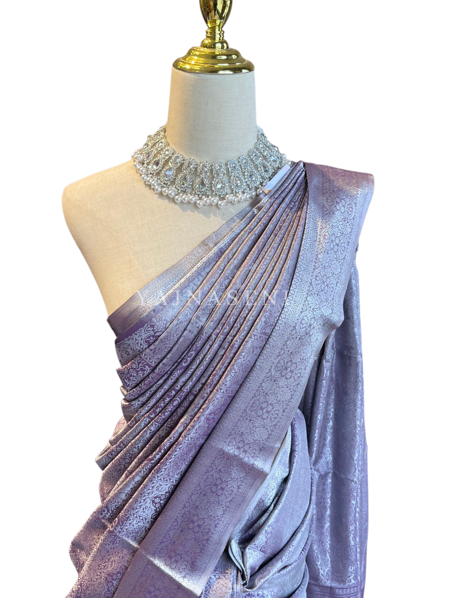 Semi Silk x Tissue Silver Zari Saree : Dusky Purple