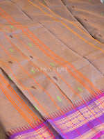 Load image into Gallery viewer, Chettinad Cotton Saree x Temple Border - Blue Copper x Purple
