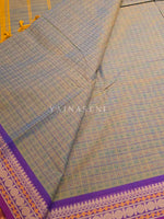 Load image into Gallery viewer, Chettinad Cotton Saree x Checkered - Copper Teal x Magenta
