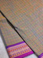 Load image into Gallery viewer, Chettinad Cotton Saree x Checkered - Copper Teal x Magenta
