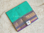 Load image into Gallery viewer, Chettinad Cotton Saree x Temple Border - Sea Green x Dusky Purple
