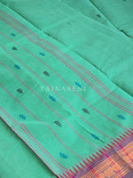 Load image into Gallery viewer, Chettinad Cotton Saree x Temple Border - Sea Green x Dusky Purple
