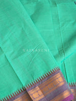 Load image into Gallery viewer, Chettinad Cotton Saree x Temple Border - Sea Green x Dusky Purple
