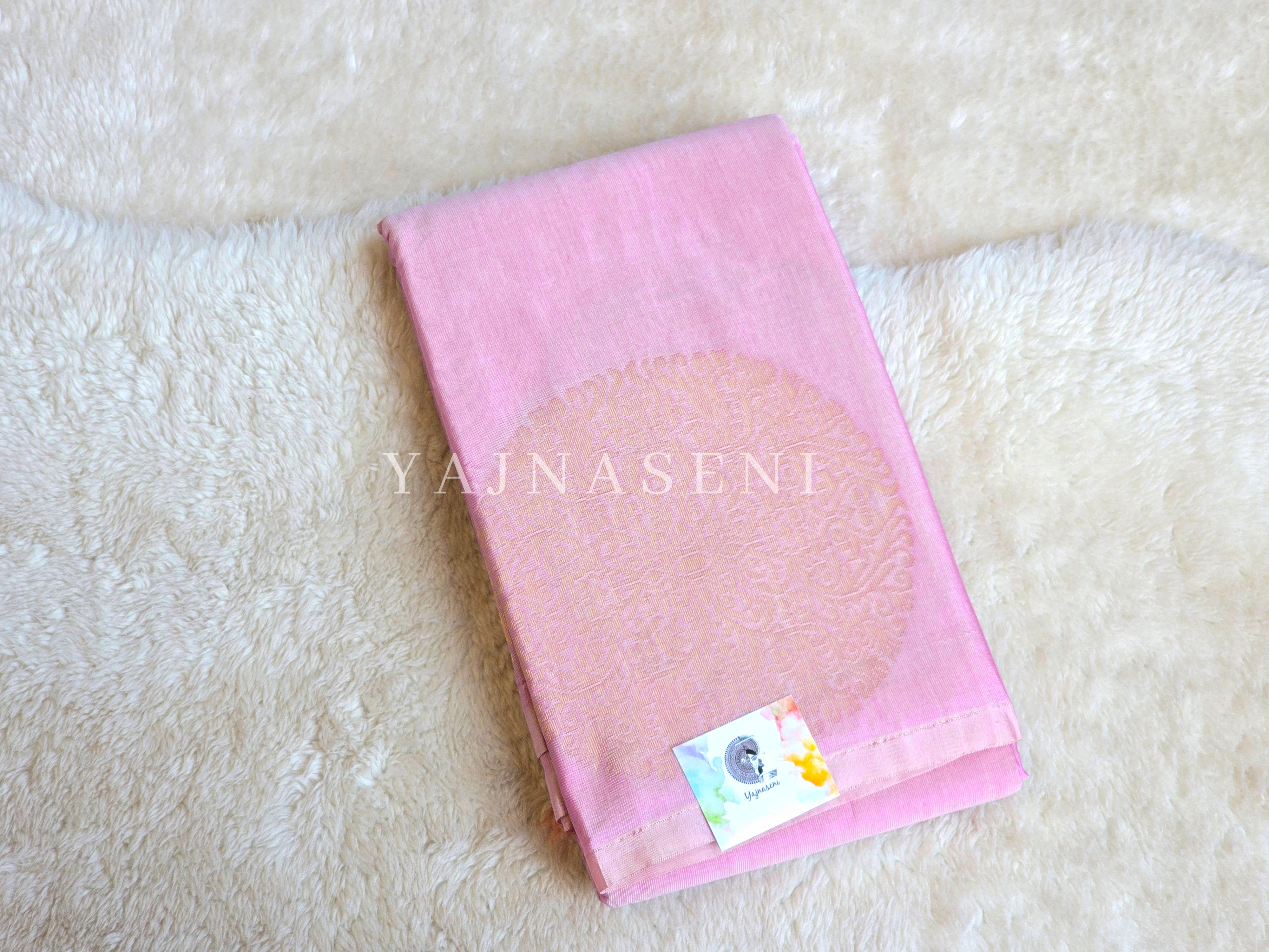 Soft Silk Borderless Mandala Saree - Soft Pink