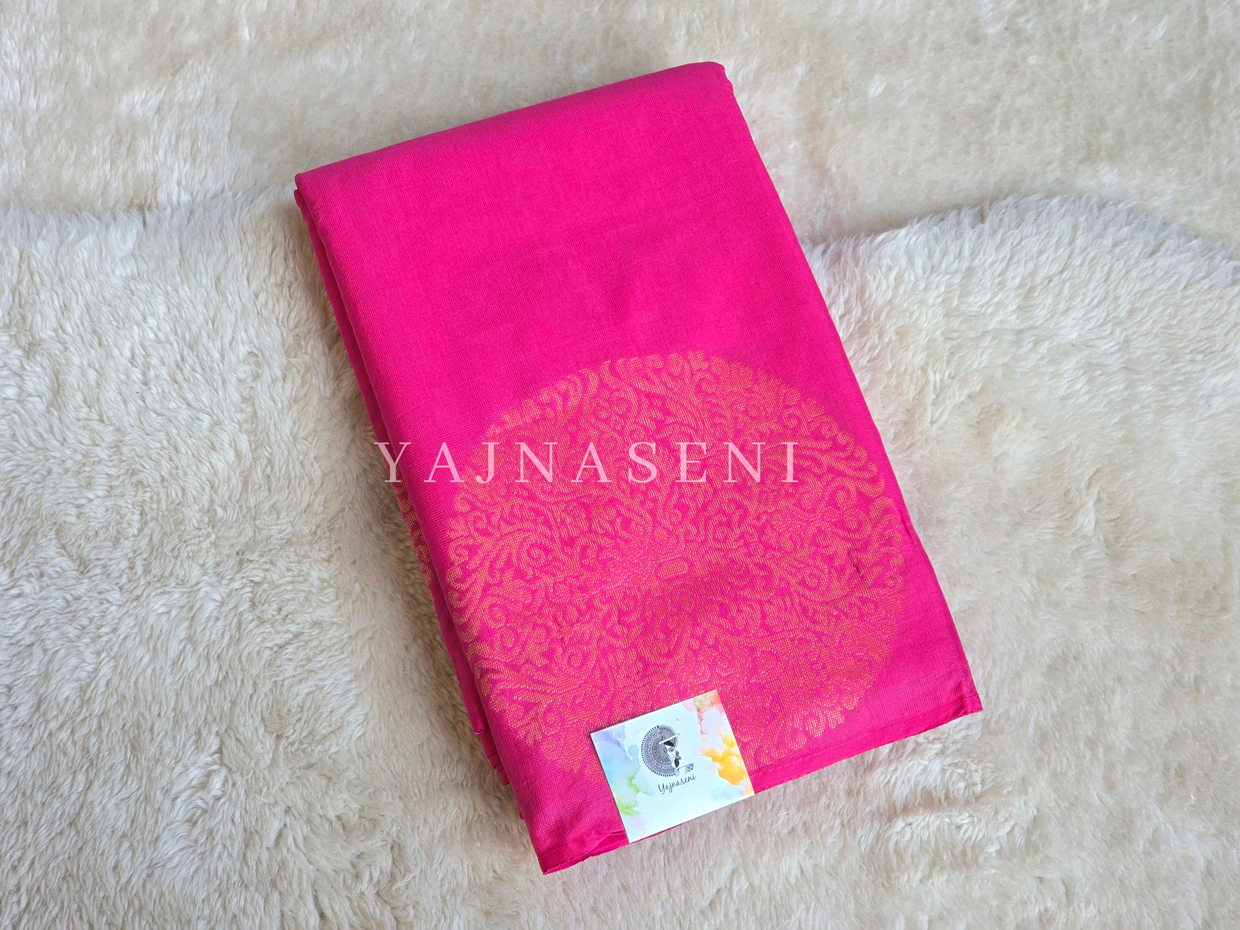 Soft Silk Borderless Mandala Saree - Sweet Pink