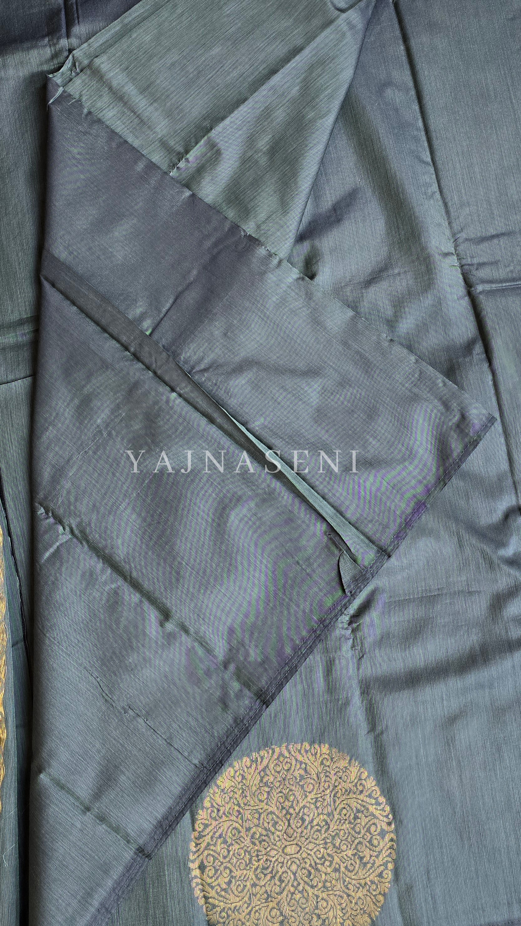 Soft Silk Borderless Mandala Saree - Dark Sage