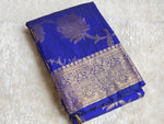 Load image into Gallery viewer, Lotus Motifs x Semi Silk Saree - Royal Blue

