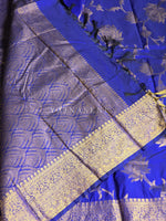 Load image into Gallery viewer, Lotus Motifs x Semi Silk Saree - Royal Blue
