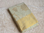 Load image into Gallery viewer, Lotus Motifs x Semi Silk Saree - Green Sandstone
