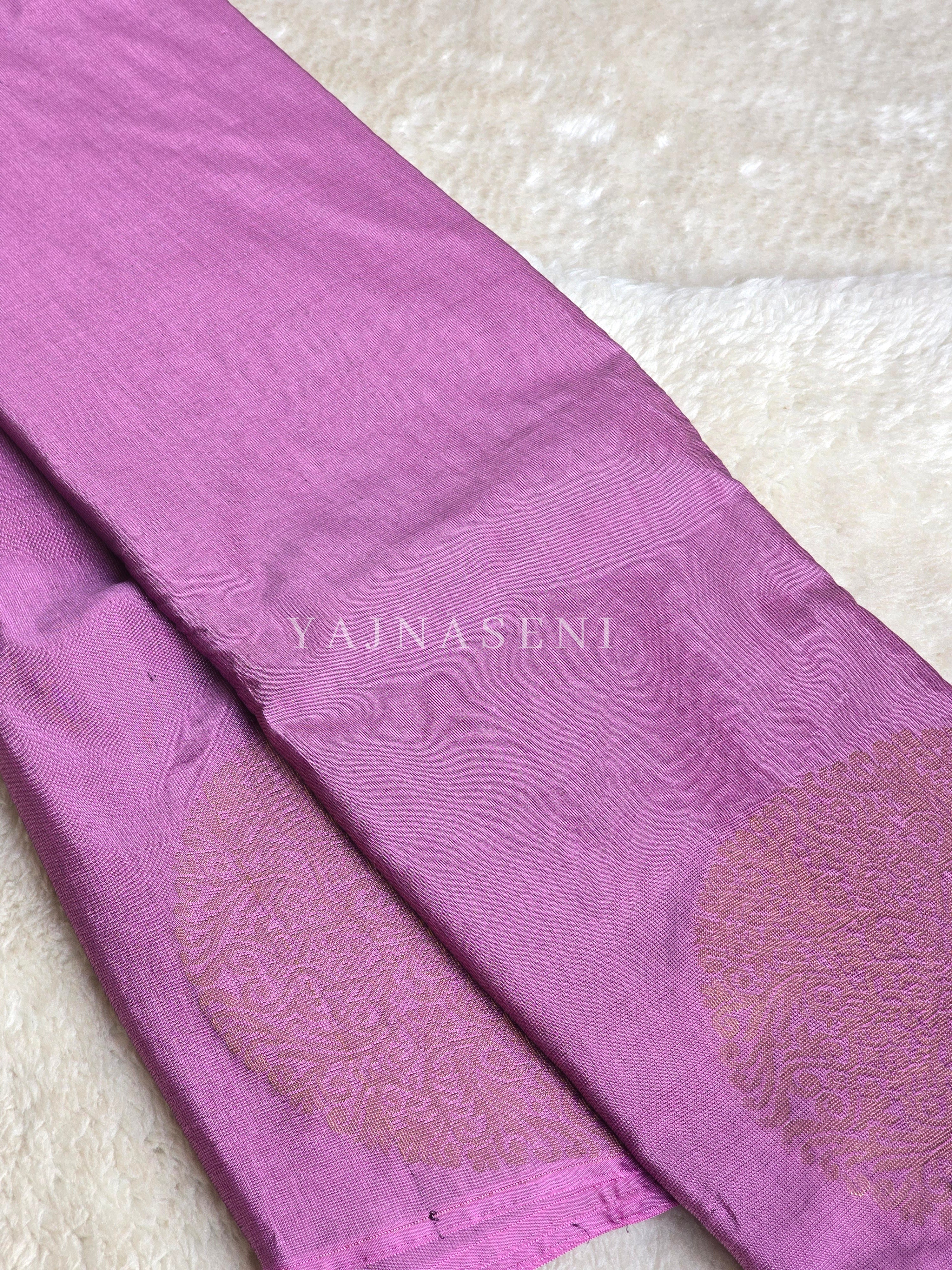 Soft Silk Borderless Mandala Saree - Grape