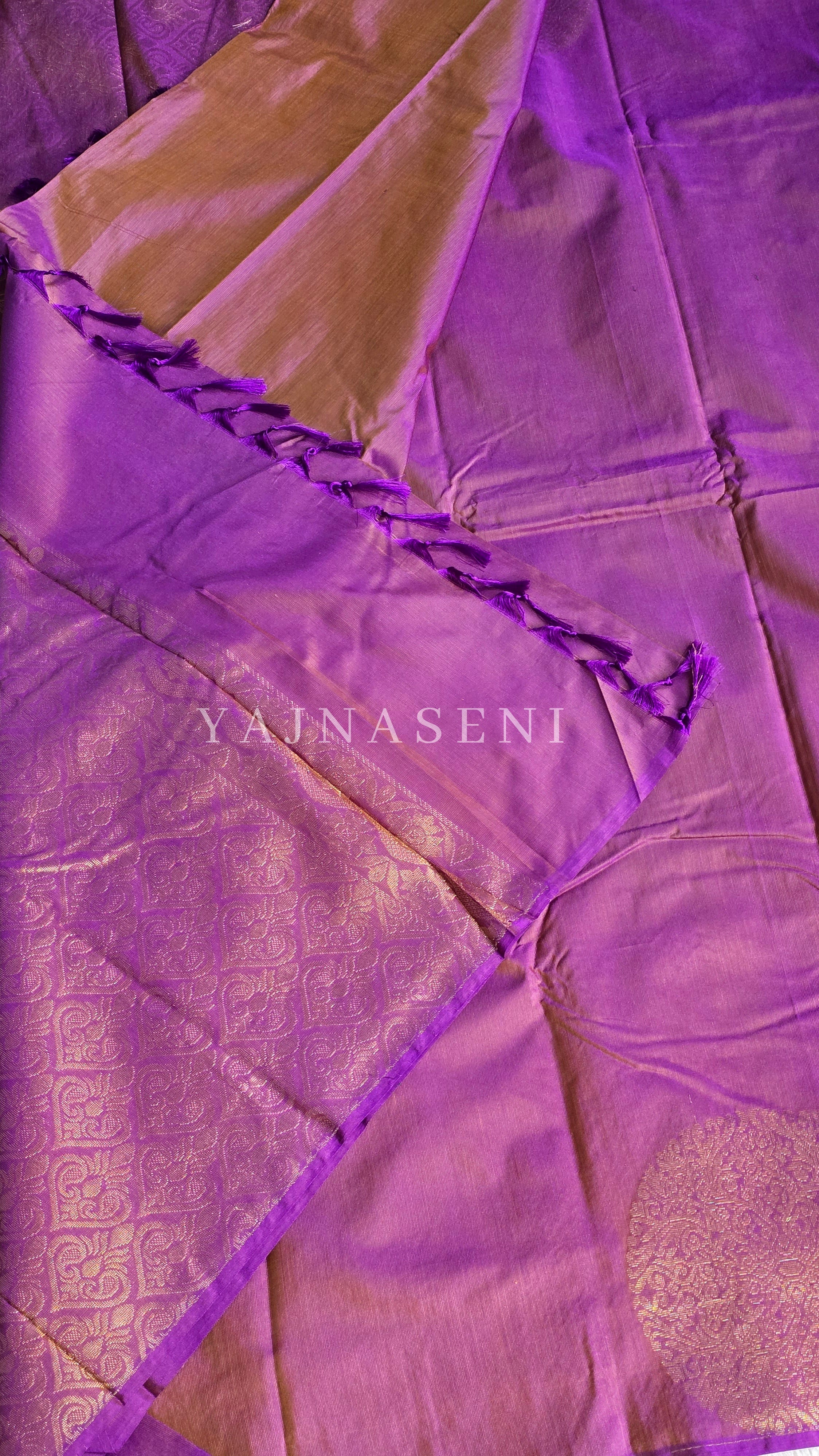 Soft Silk Borderless Mandala Saree - Mauve (Yellow Undertone)