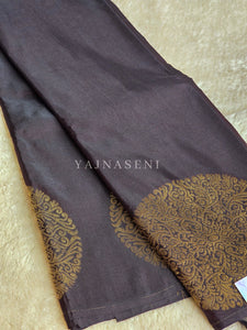 Soft Silk Borderless Mandala Saree - Dark Oak
