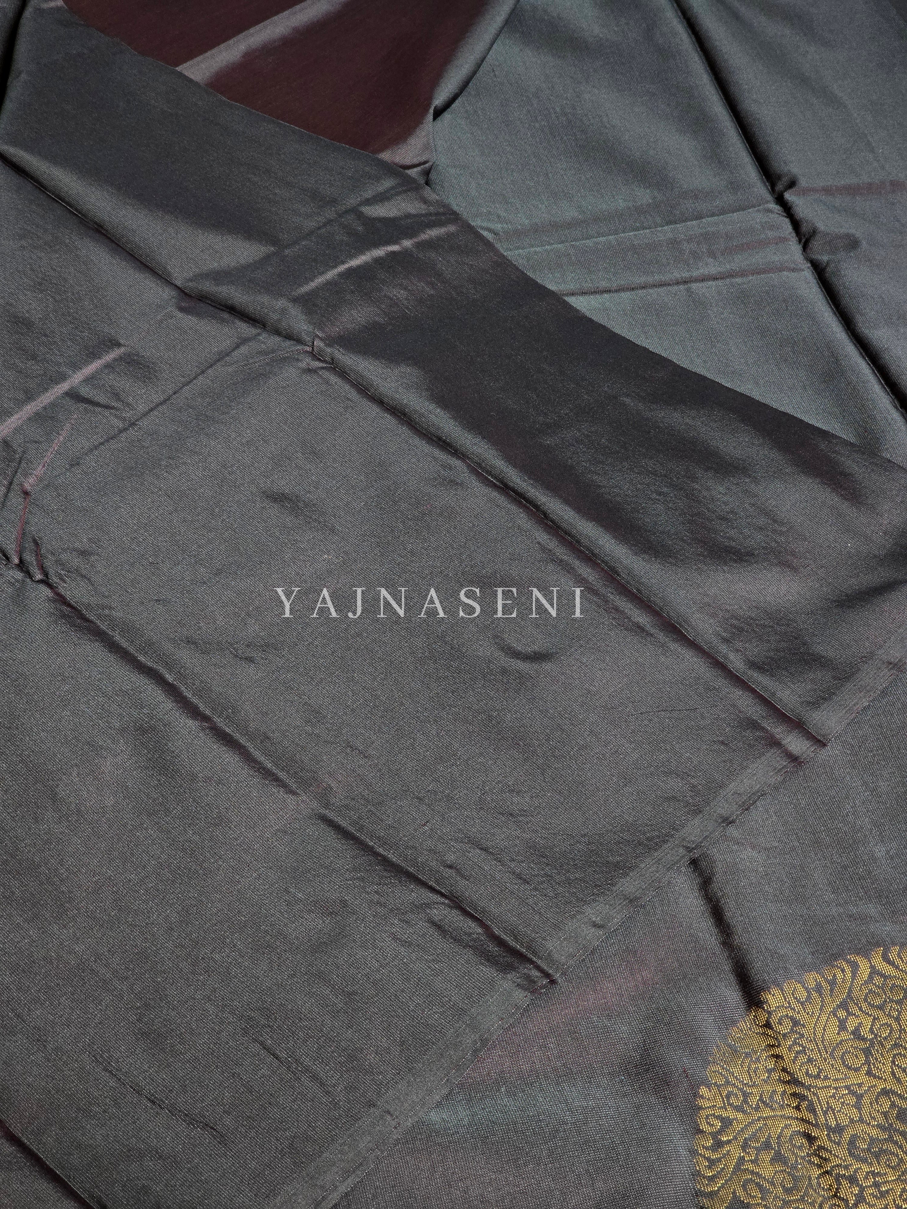 Soft Silk Borderless Mandala Saree - Dark Oak