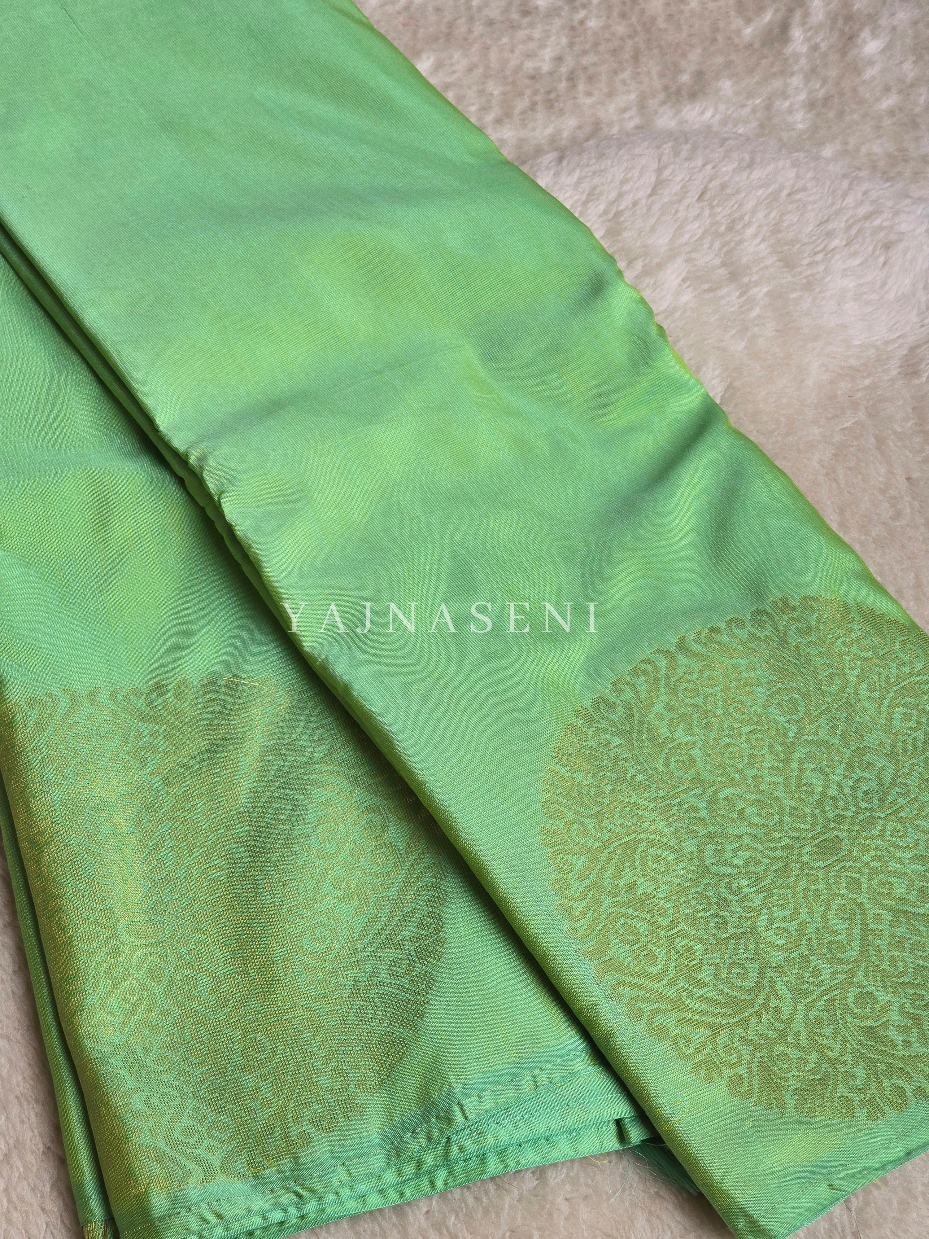 Soft Silk Borderless Mandala Saree - Lime