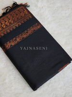 Load image into Gallery viewer, Kalyani Cotton Saree - Copper Zari : Black
