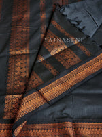 Load image into Gallery viewer, Kalyani Cotton Saree - Copper Zari : Black
