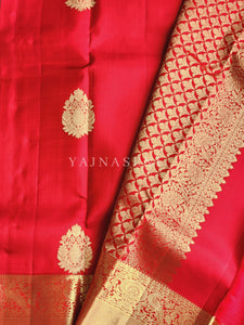 Scarlet - Pure Kanjivaram Silk Saree with Gold Zari