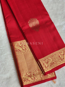 Scarlet - Pure Kanjivaram Silk Saree with Gold Zari