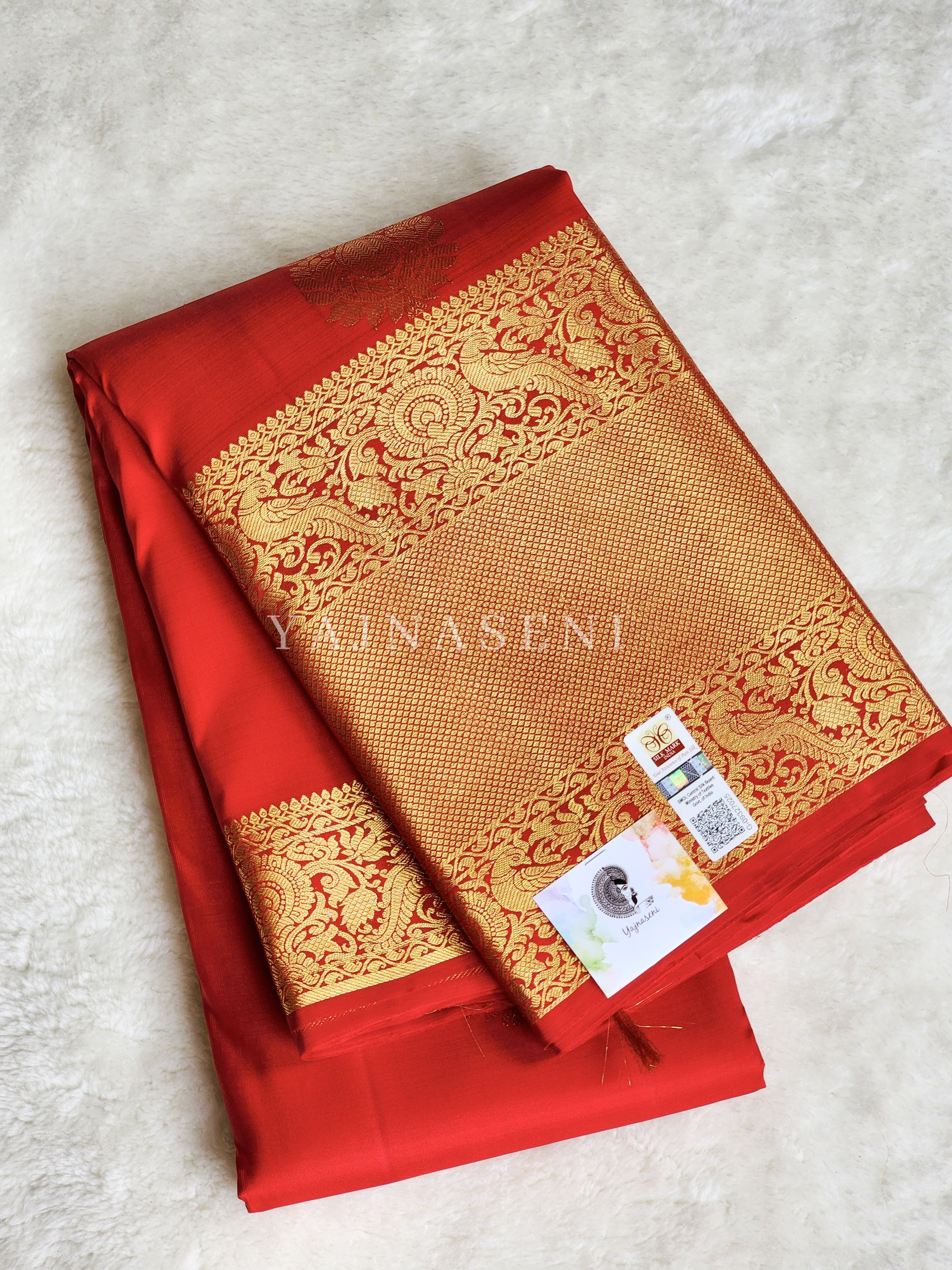 Scarlet - Pure Kanjivaram Silk Saree with Gold Zari