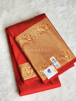 Load image into Gallery viewer, Scarlet - Pure Kanjivaram Silk Saree with Gold Zari
