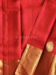 Scarlet - Pure Kanjivaram Silk Saree with Gold Zari